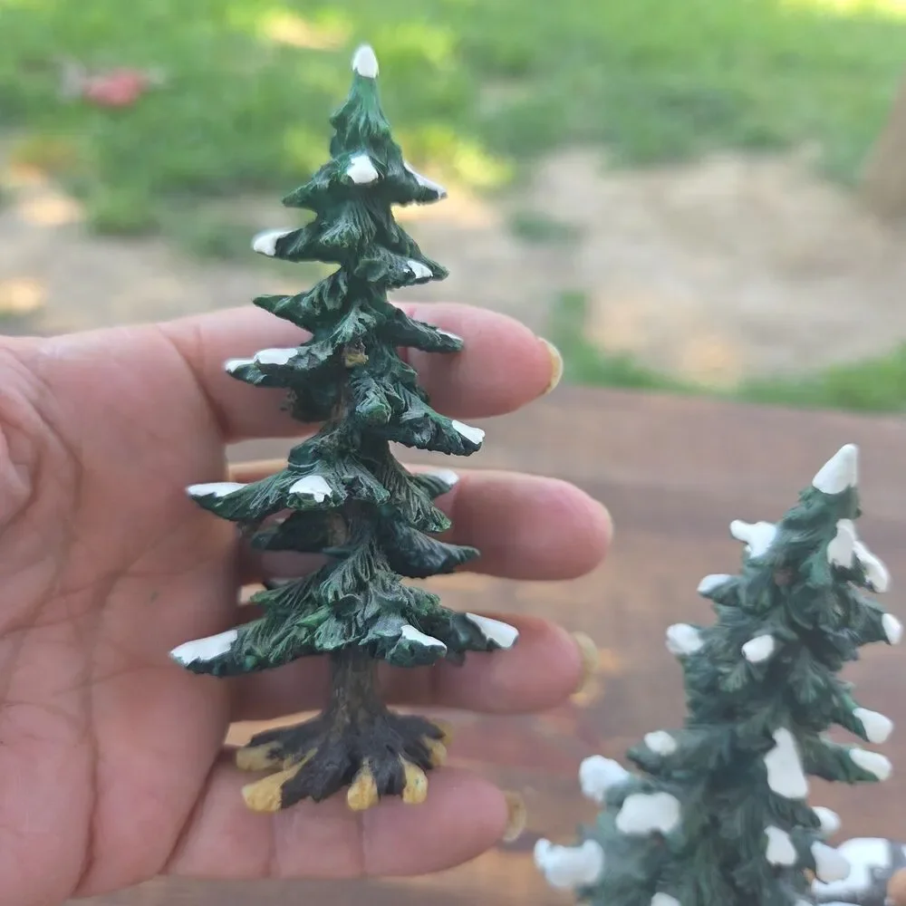 Department 56 Snow Covered Evergreen Trees Set of 4 Village Accessories